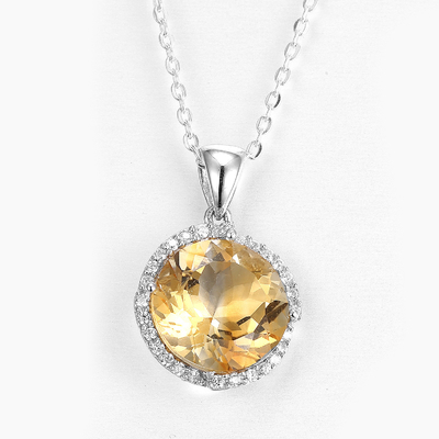 925 Sterling Silver White Jade Round Gemstone Pendant For Everyday/Wedding/Party