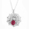 Customized Round Marquise Gemstone Pendant S925 Logo Engraved Silver Necklace