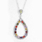 Ladys Long Teardrop Marquise Pendant Necklace 925 Silver Gemstone Box Chain Jewelry