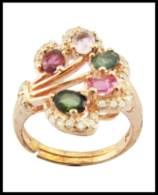 Sterling Silver Gemstone Rings With 925 Purity Rhodium Plating Color Tourmaline Stone