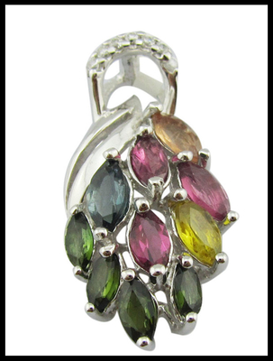 925 Sterling Silver Cushion White Jade Marquise Gemstone Pendant Necklace For Stylish Lady