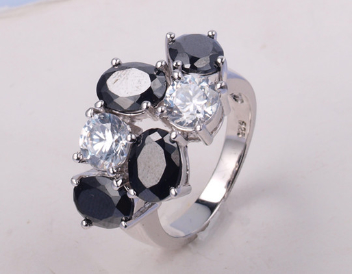 925 Silver Black Agate Stone Rings For Women Unisex Casual Party Anniversary - Various Shapes Available