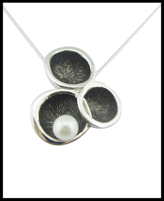 Pearl Round White Pearl Classic Style Silver 925 Jewelry Set with AAA CZ and Rhodium Plating  Sterling Silver Wedding