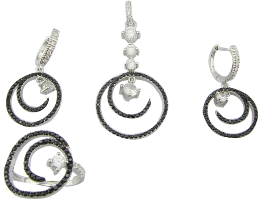 Rhodium Plated Silver 925 Jewelry Set with 7 US Size Ring Now