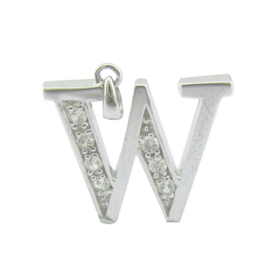 W Letter Jewelry Accessory 925 Silver CZ Pendant For Summer Holiday Looks Alphabet Alphabet Pendant