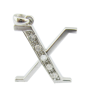 Sparkling ABCDEFGHIJK;MNOPQRSTUVWXYZ Alphabet Necklace in 925 Silver with Zircon Stones