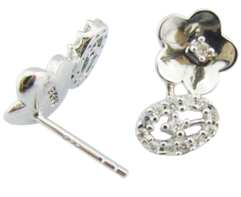 Vintage 925 Silver CZ Earrings Nickel-Free For Casual Occasion Simple Style  Cute Sterling Silver Earrings Small Silver