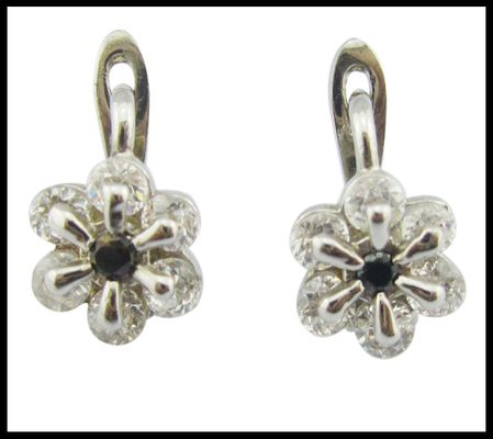 Cz Stone Size 1.0-1.25mm Nickel-Free Cubic Zirconia 925 Silver Earrings With Design Flower Earring Sterling Silver Rose