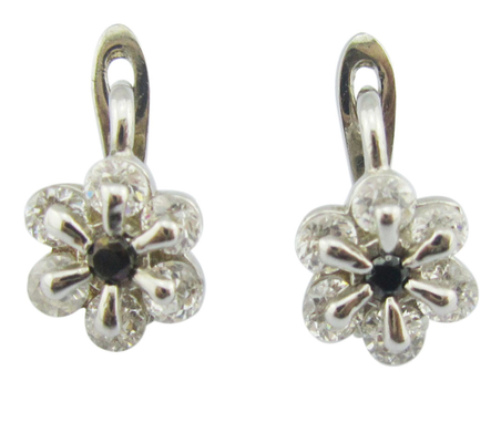 Cz Stone Size 1.0-1.25mm Nickel-Free Cubic Zirconia 925 Silver Earrings With Design Flower Earring Sterling Silver Rose