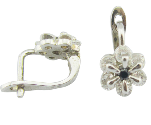 Cz Stone Size 1.0-1.25mm Nickel-Free Cubic Zirconia 925 Silver Earrings With Design Flower Earring Sterling Silver Rose