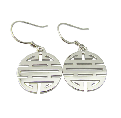 Chinese Happiness Earring 925 CZ Sterling Silver Earrings Delicate Flower Shape For Feminine And Elegant Look