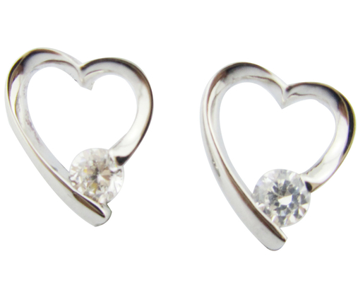 Heart Earring Stud 925 Silver CZ Earrings Small Cz Stone 1.0-1.25mm Perfect For Any Occasion Cubic Zirconia Stud Earring