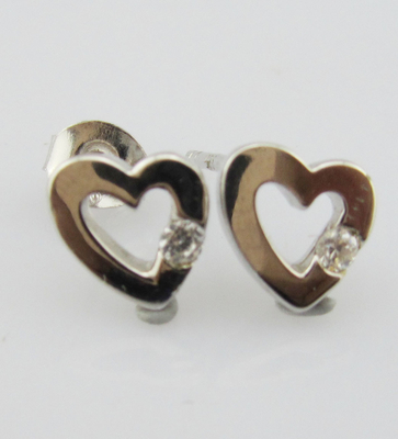 Heart-Shaped 925 Silver CZ Earrings  Romantic Accessory Girls Sterling Silver Earrings Small Silver Heart