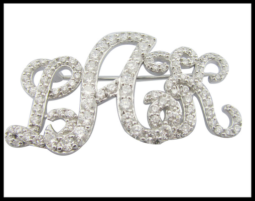 925 Silver CZ Brooch With Intricate Engravings For Formal Occasions Someone Special Sterling Silver Brooch