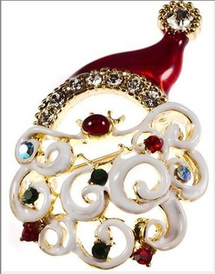 Christmas CZ / 925 Silver Brooch Round Red Shape CZ Pin Brooch For Anniversary Gifts Merry Christmas