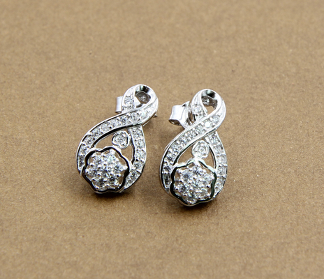 DIY Jewelry Silver Earrings Sterling CZ Hypoallergenic With CZ Accents Drop Earring Stud AAA CZ Cute Sterling Silver