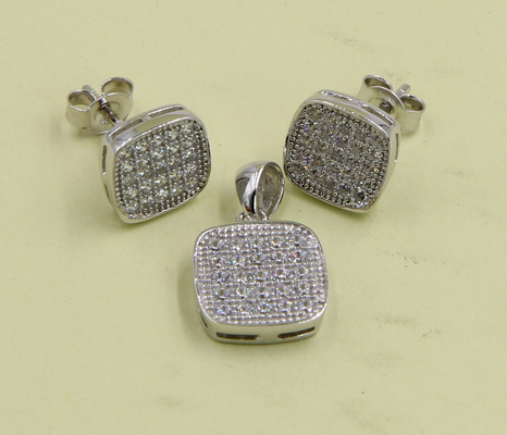 925 Sterling Silver Stud Earrings With Cubic Zirconia Stones Square Earring Stud Unique CZ High