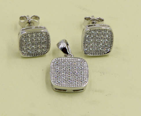 AAA CZ Solitaire Stud Earrings In Sterling Silver For Jewelry Making Square Earring Sterling Silver Cubic Zirconia