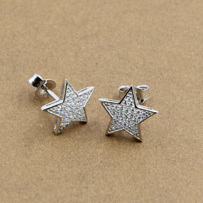 Sparkling Modern 925 Sterling Silver CZ Earrings Wardrobe Essential Jewelry Mens Sterling Silver Earrings AAA