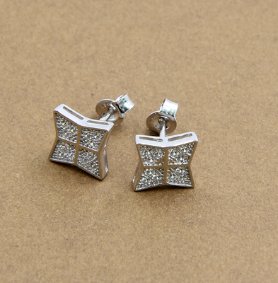 Cubic Zirconia Stud Earrings In Round Oval Heart Pear Flower Shape Silver
