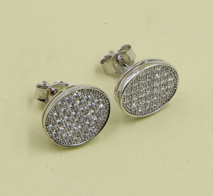 Sparkling Square Sterling Silver Stud Earrings With Cubic Zirconia Simple Sterling Silver Earrings Silver Post Earrings