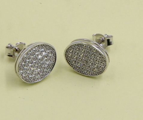 Sparkling Square Sterling Silver Stud Earrings With Cubic Zirconia Simple Sterling Silver Earrings Silver Post Earrings