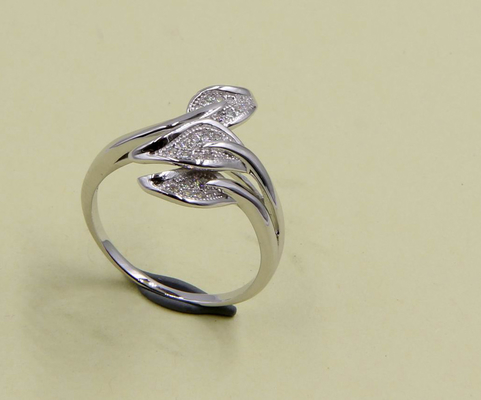 925 Sterling Silver Pave Set Cubic Zirconia Rings For Women Leaf Silver Engagement Rings Leaf Silver Rings AAA Stone