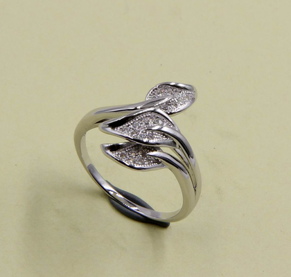 925 Sterling Silver Pave Set Cubic Zirconia Rings For Women Leaf Silver Engagement Rings Leaf Silver Rings AAA Stone