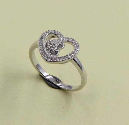 925 Sterling Silver Round Cut Cubic Zirconia Rings For Women Sterling Silver Heart Stackable Rings Silver Cz Rings