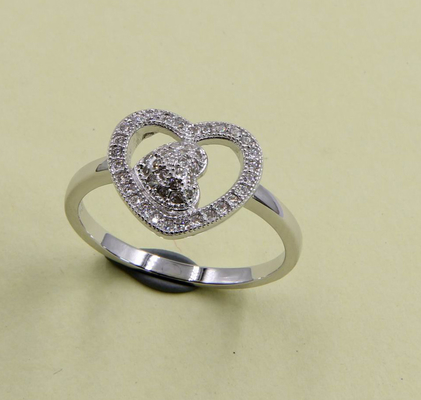 925 Sterling Silver Round Cut Cubic Zirconia Rings For Women Sterling Silver Heart Stackable Rings Silver Cz Rings