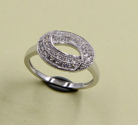 Round Swirl Ring Oval 925 Sterling Silver Eternity Bands With AAA Grade Cubic Zirconia For Wedding Anniversary
