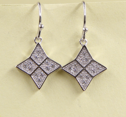 925 Sterling Silver Four-leaf Clover Earrings With Cubic Zirconia Stones Dangle Earring Unique CZ High Quality