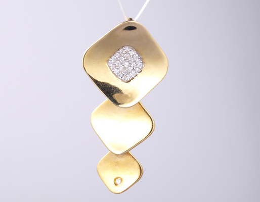 18k Gold Plating Geometric 925 Sterling Silver Unisex Pendant Cushion Pendant with Chain Elegant Collection