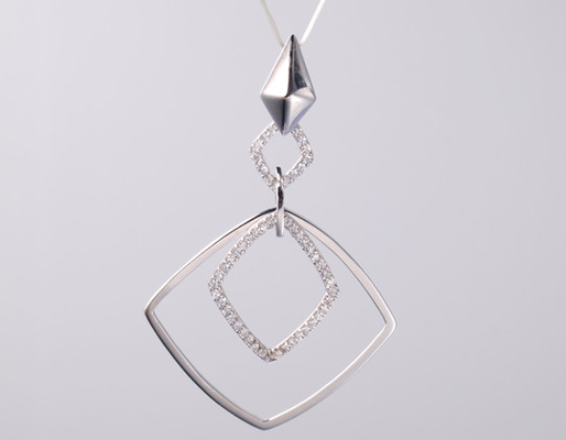 Rhomboid Shape Geometric Collection Pendant Pendant with Zircon Stones 925 Sterling Silver Jewelry Accessory Silver