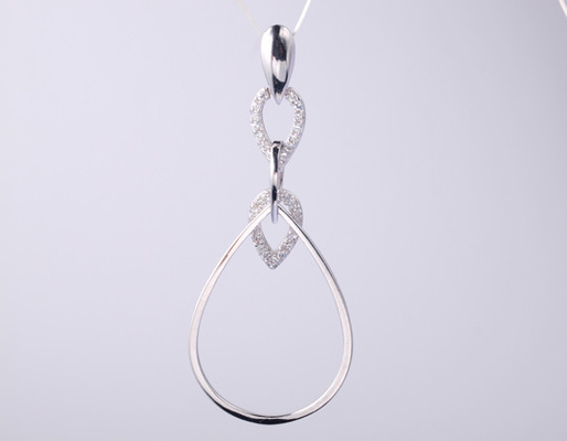 Teardrop Pear Drop Shape Geometric Collection Pendant with CZ Stones 925 Sterling Silver Jewelry Accessory Silver