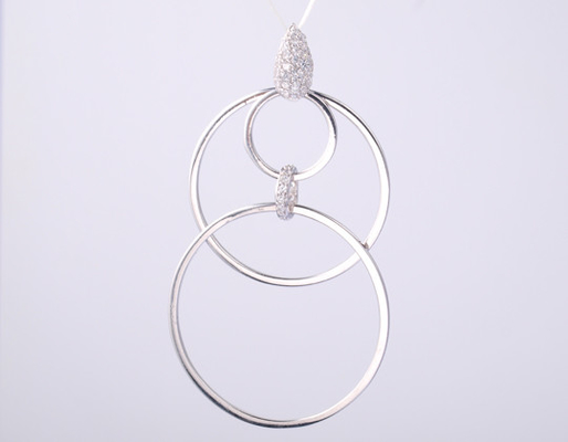 Teardrop Pear Drop Shape Geometric Collection Pendant with CZ Stones 925 Sterling Silver Jewelry Accessory Silver