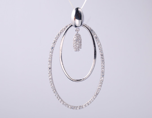 Teardrop Pear Drop Shape Geometric Collection Pendant with CZ Stones 925 Sterling Silver Jewelry Accessory Silver