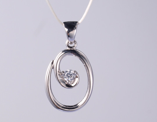 Geometric Series Round Delicate 925 Silver CZ Geometric Pendant Customizable With 46cm Chain   925 Silver CZ Pendant