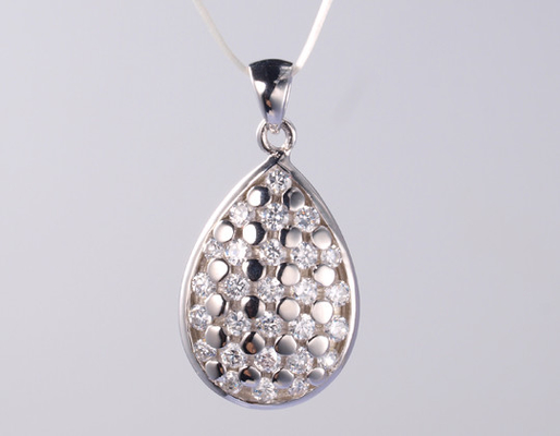 Pear Hollow Geometric 925 Sterling Silver Pendant For Women 925 Silver CZ Pendant Add A Touch Of Luxury To Your Jewelry Collection  925 Silver CZ Pendant 925 Silver CZ Pendant The Perfect Choice