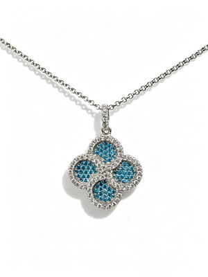 2026 New Hot Summer 925 Silver CZ Earrings Rhodium Plated Hypoallergenic Lucky Flower Circle Design with Aquamarine and White AAA CZ Stones