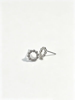 925 Silver White Rhodium CZ Circle Round Earrings delicate and sparkling cubic zirconia stones set in sterling silver ideal for daily wear and special occasions