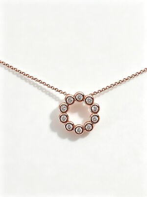 925 Silver CZ Pendant with White AAA Solitaire Circle  Pendant CZ Stones in Round Circle Rose Gold 0.1 Micron Plated Mirror Polished Finish , Circles Pendants, A Set Collection