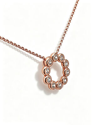 925 Silver CZ Pendant with White AAA Solitaire Circle  Pendant CZ Stones in Round Circle Rose Gold 0.1 Micron Plated Mirror Polished Finish , Circles Pendants, A Set Collection