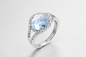 3.8g Blue Sapphire Stone Silver Ring Band AAA CZ For Womens