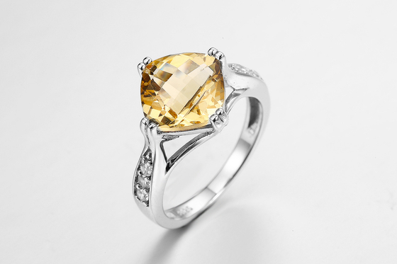 Unisex November Birthstone Engagement Ring 4.84g Yellow Citrine