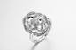 &quot;Double Flower of Love&quot; 925 Sterling Silver CZ Rings Pinky Promise Ring