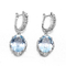 English Lock Blue Topaz Dangle Earrings White Gold 4.0g