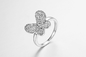 Three Leaves Butterfly 925 Silver CZ Rings 3.54g Sterling Silver Cubic Zirconia Ring Set
