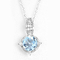 2.75g 925 Silver Gemstone Pendant 10mm Swiss Blue Topaz Birthstone Necklace