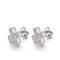 2.7g Small Cubic Zirconia Stud Earrings Windmill Clover 2mm Sterling Silver Earrings